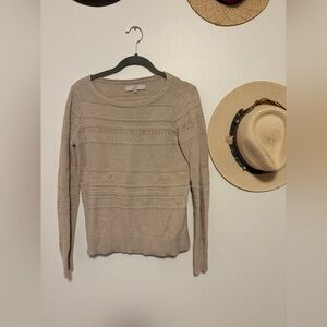 LOFT Taupe Knit Crew Neck Sweater